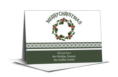Holly Christmas Wreath Cards  7.875